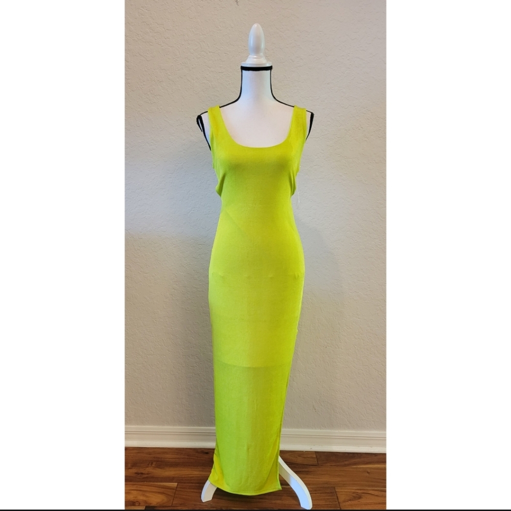 Lime Open Back Dress